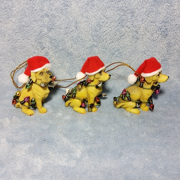 Vintage Ganz Lab Golden Retriever *Flaw Dog Wrapped In Christmas Lights Ornament - Picture 2 of 7